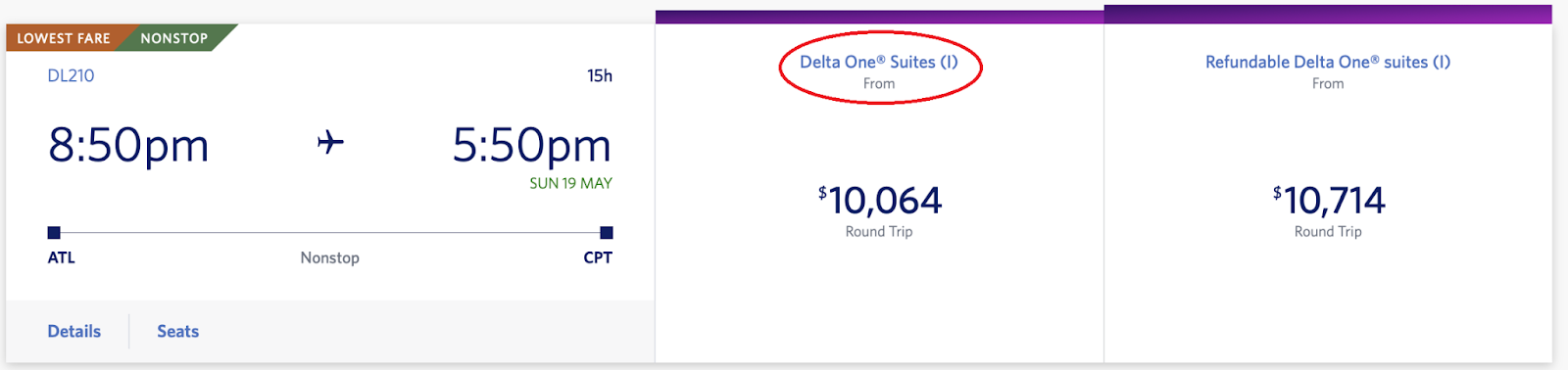 All flights in Delta One will be noted when searching on delta.com