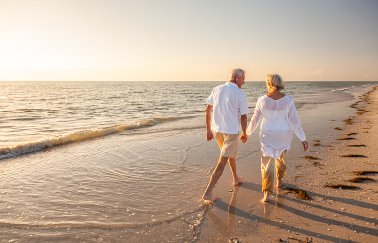 A couple enjoys their golden years, having chosen the right retirement plan for their financial situation. 